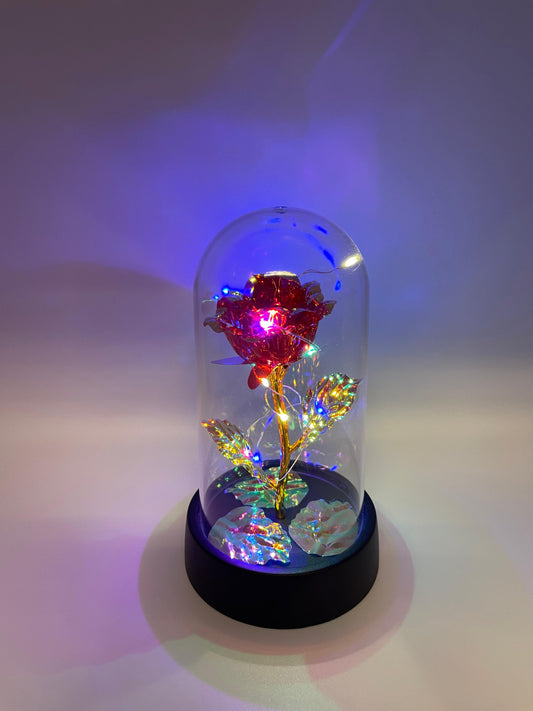 Magische LED-Rose in Acryl-Glashaube – Romantische Deko mit Lichterkette – Perfektes Geschenk für Valentinstag & Hochzeit