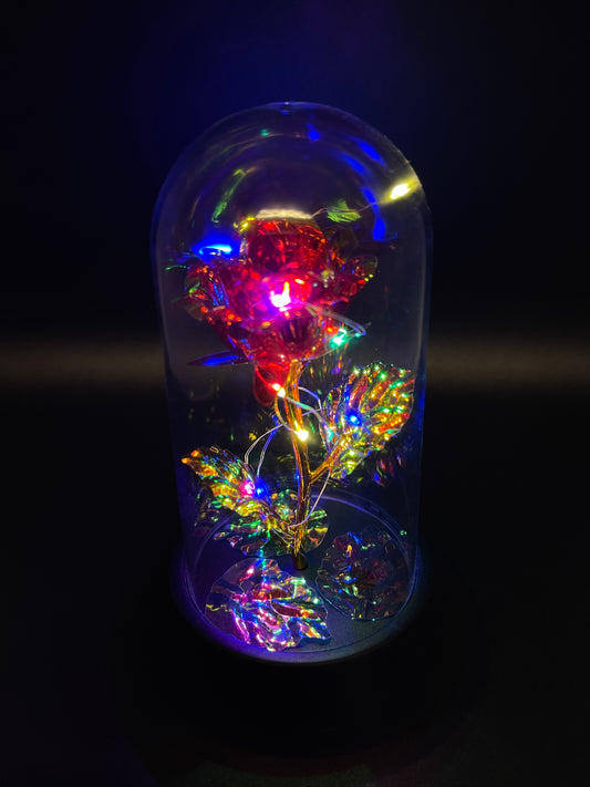 Magische LED-Rose in Acryl-Glashaube – Romantische Deko mit Lichterkette – Perfektes Geschenk für Valentinstag & Hochzeit