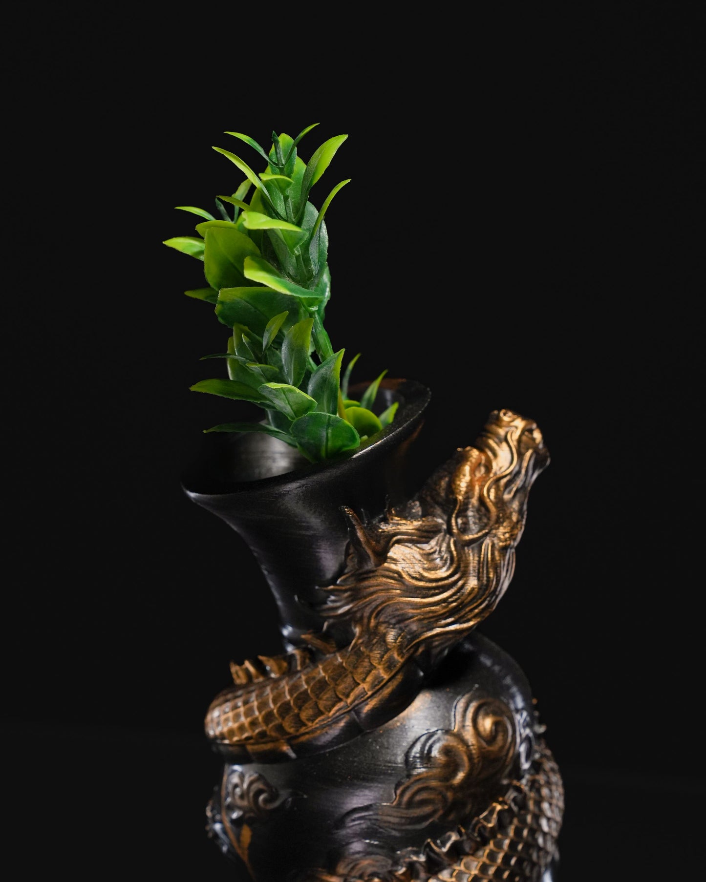 Drachenumwickelt Vase / Schwarzt